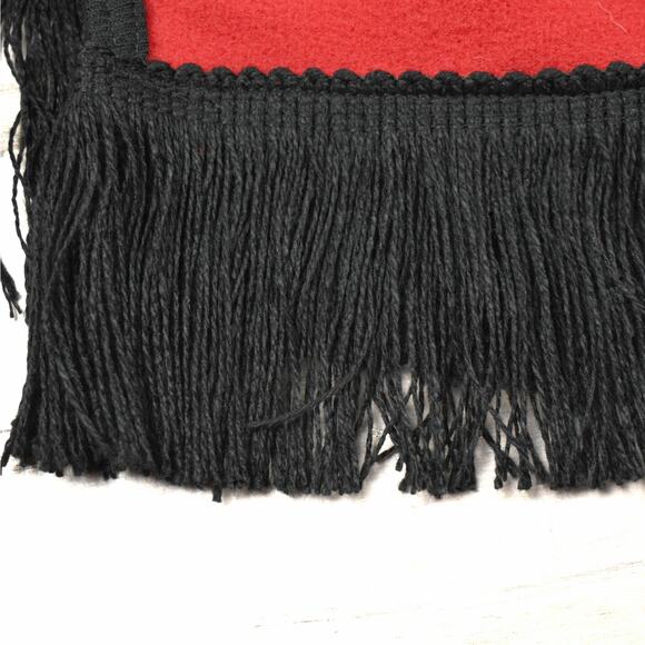 NWOT vintage thick red fleece fringe scarf with pockets southwest western aztec - Picture 6 of 9